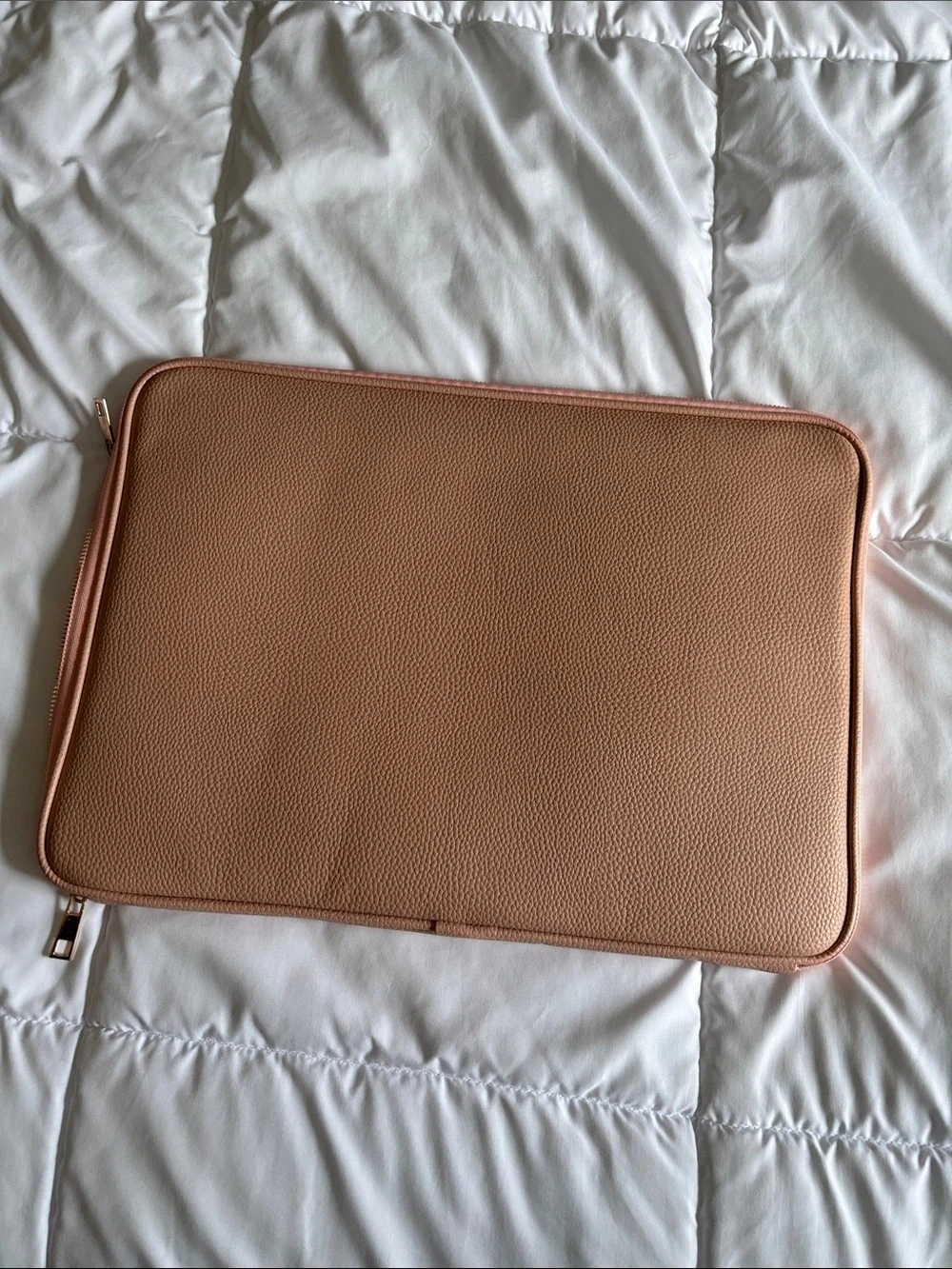 Blush Pink Pebbled Leather Laptop Sleeve